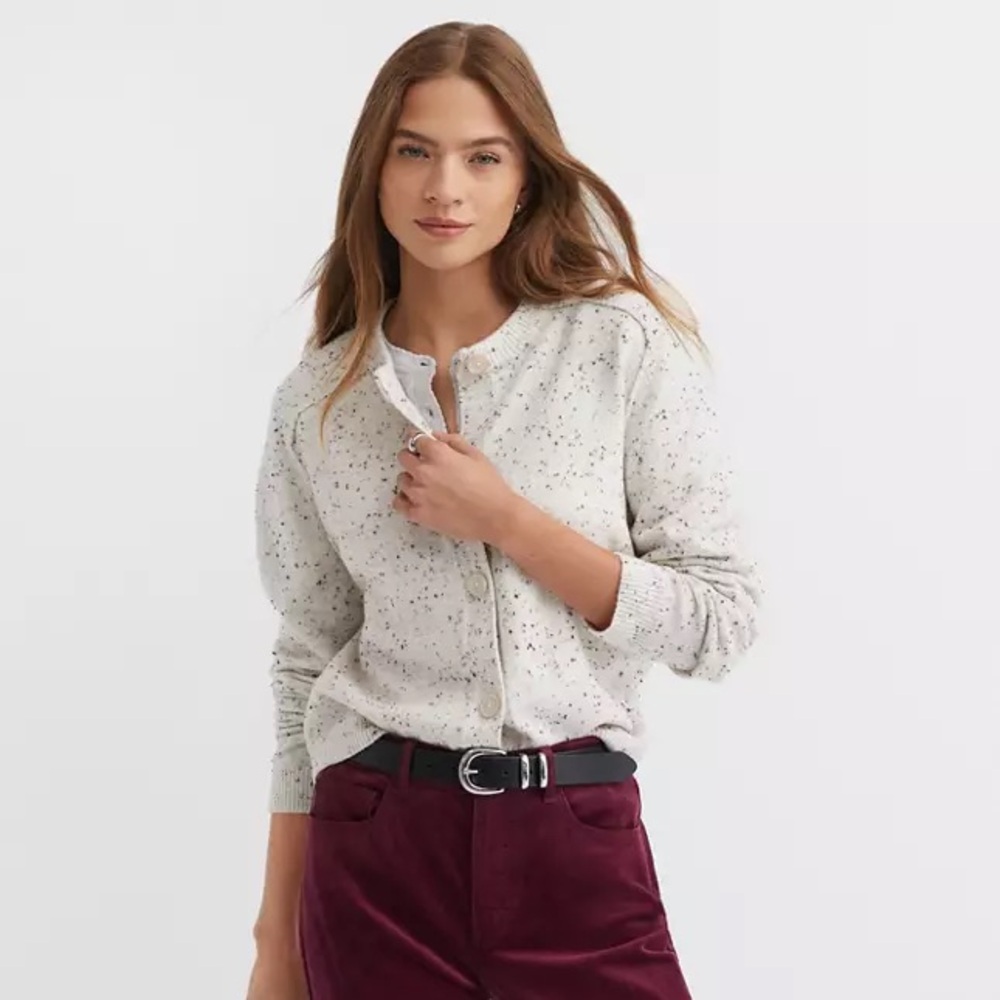 LOFT petite Flecked Saddle Sleeve Cardigan NWT